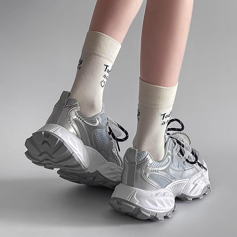 Mesh Lace-up Dad Shoes Women 2025 Spring and Summer New Retro Sports Casual Shoes Fashion Thick-soled Thin Shoes