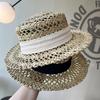 French Hepburn style salty grass woven retro straw hat women's spring summer straw woven big brim seaside vacation sun hat