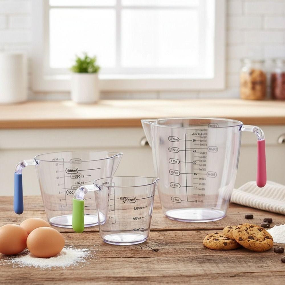 3pcs/set Clear Baking Measuring Cup with Scales Mixing Cup Practical Measure Mug  Batter