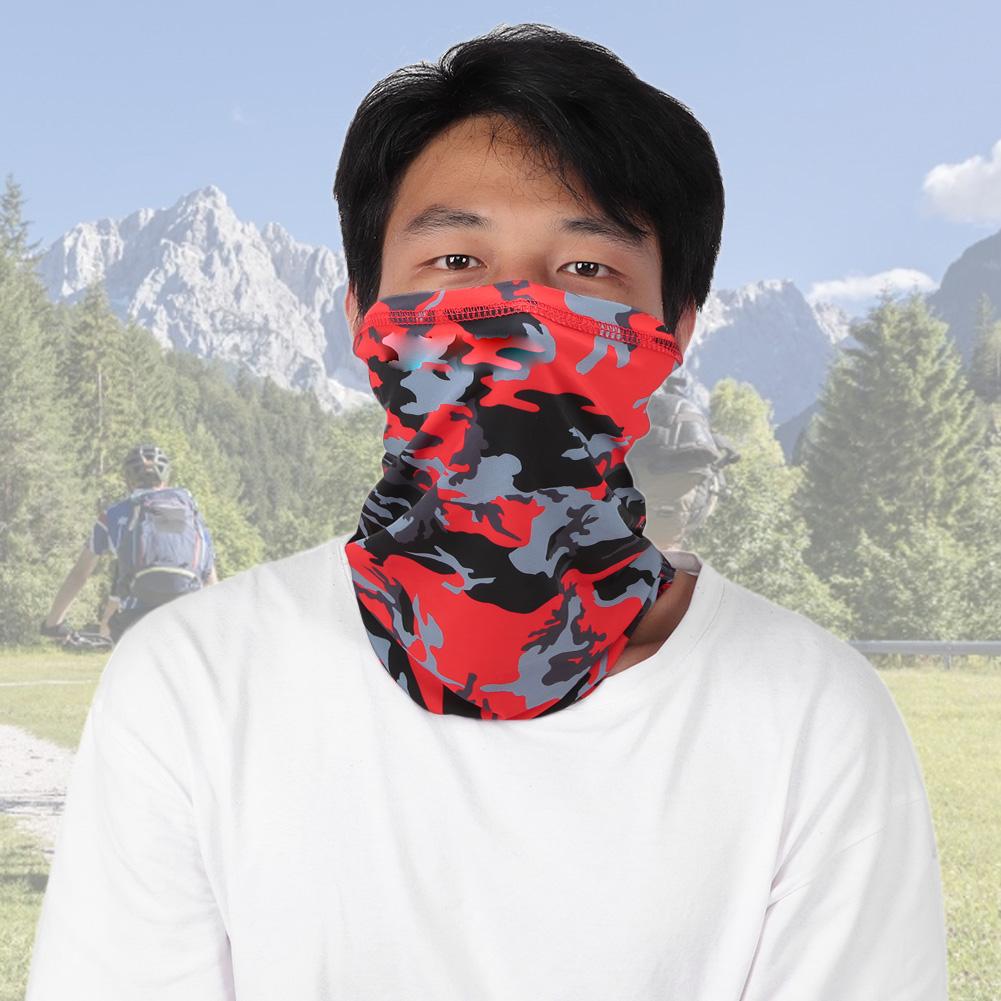 Summer Outdoor Ice Silk Scarf Sun Protection Face Towel Mask for Fishing Riding(red Camouflage)