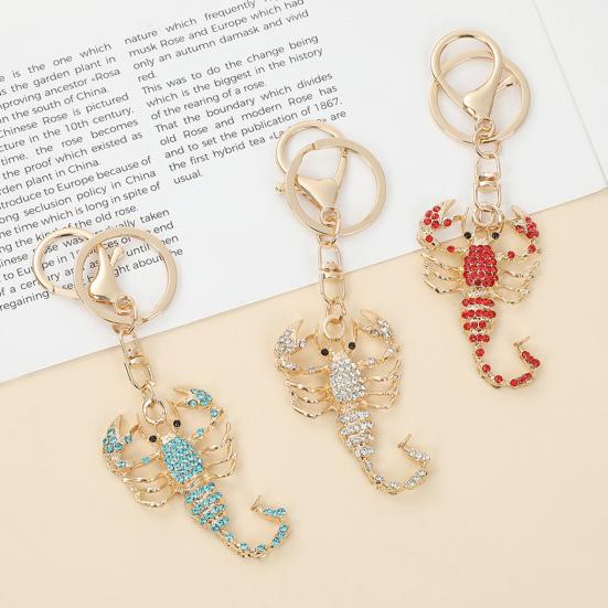 Keychain Pendant Sparkling Rhinestones Inlaid Three-Dimensional Scorpion Shape Key Chain Lightweight Car Bag Decorative Accessory