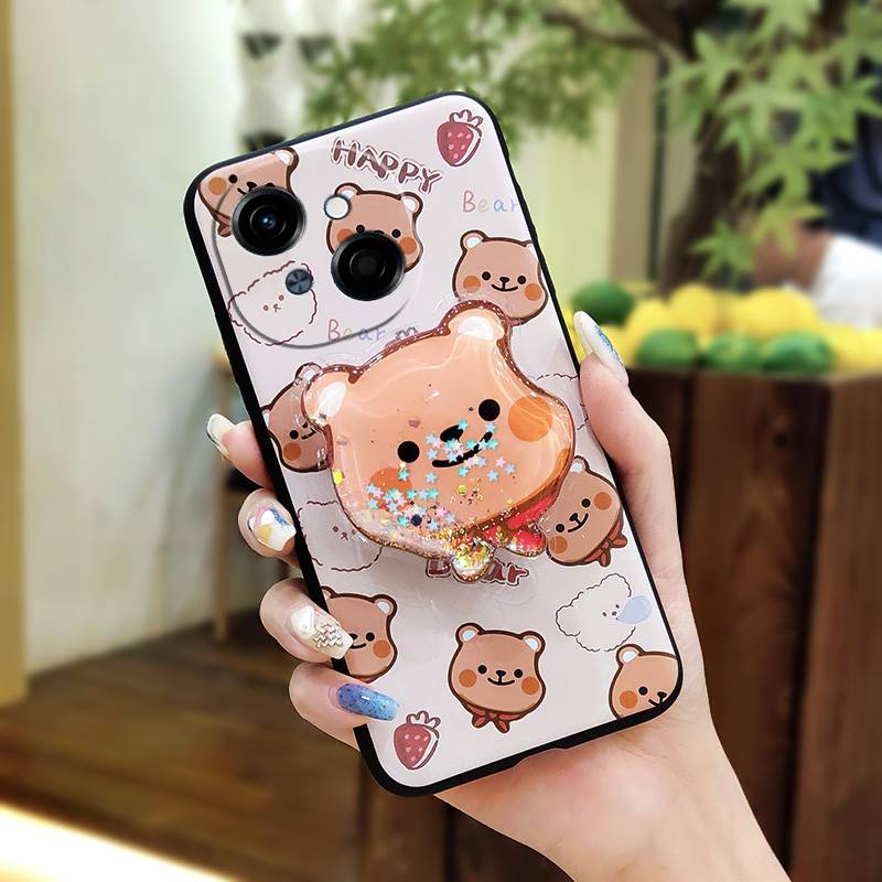 protective Rotatable stand Phone Case For Tecno POP9 4G/Spark GO 1/KL4 Waterproof TPU Skin feel silicone Glitter Durable