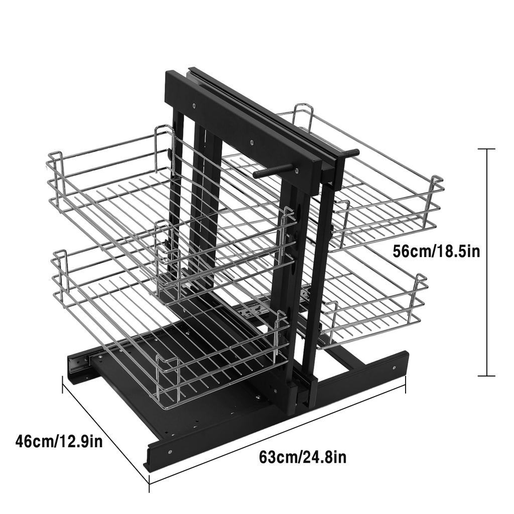2Tier Opening Blind Corner Pull Out Organizer 4 Shelf Kitchen Cabinet Organizer Slide Out Storage Organizer Basket for Bowls Dis