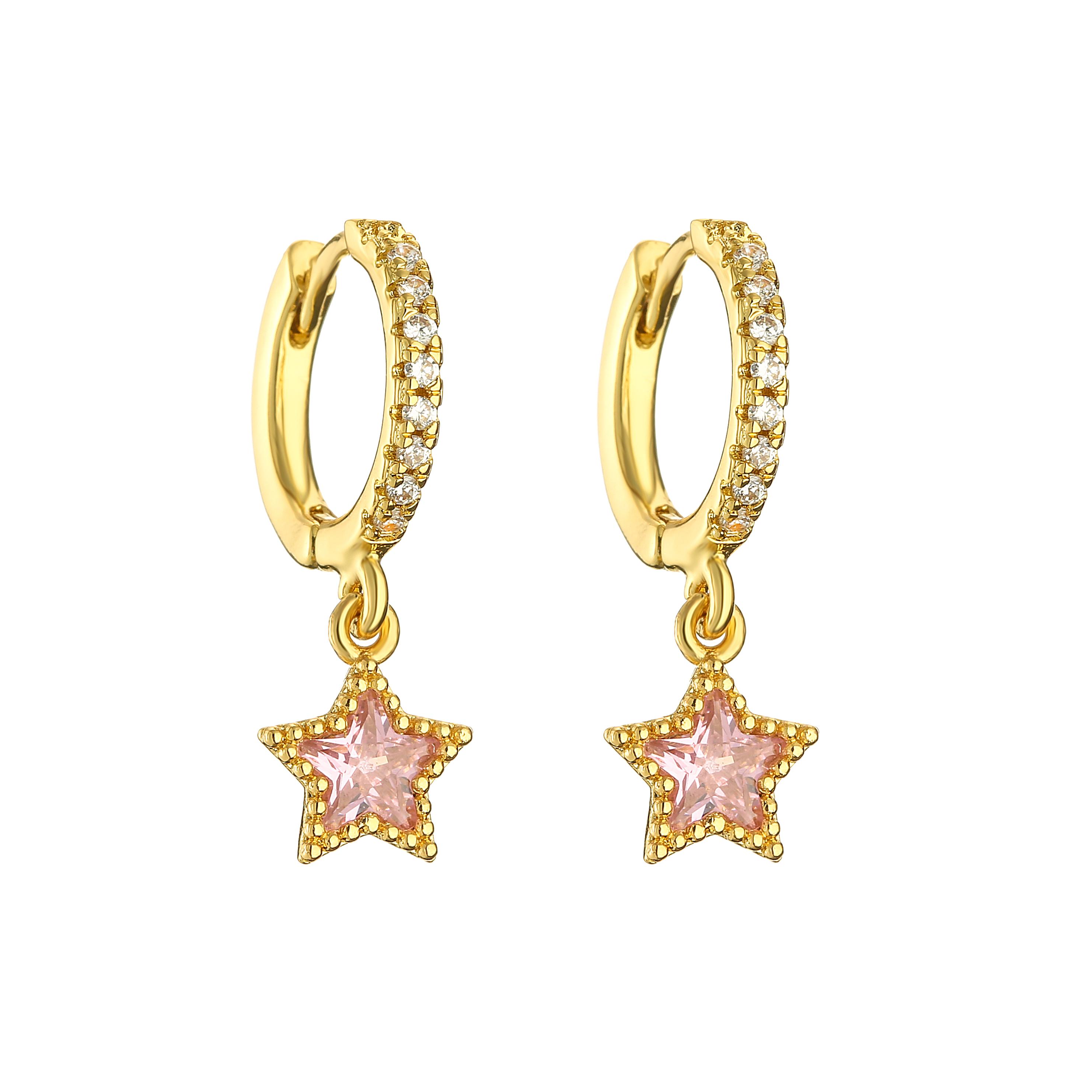 HECHENG, Little Huggies Hoop Earrings For Women Tiny Bear Heart Star Zirconia Pendant Cartilage Earrings Piercing Zircon