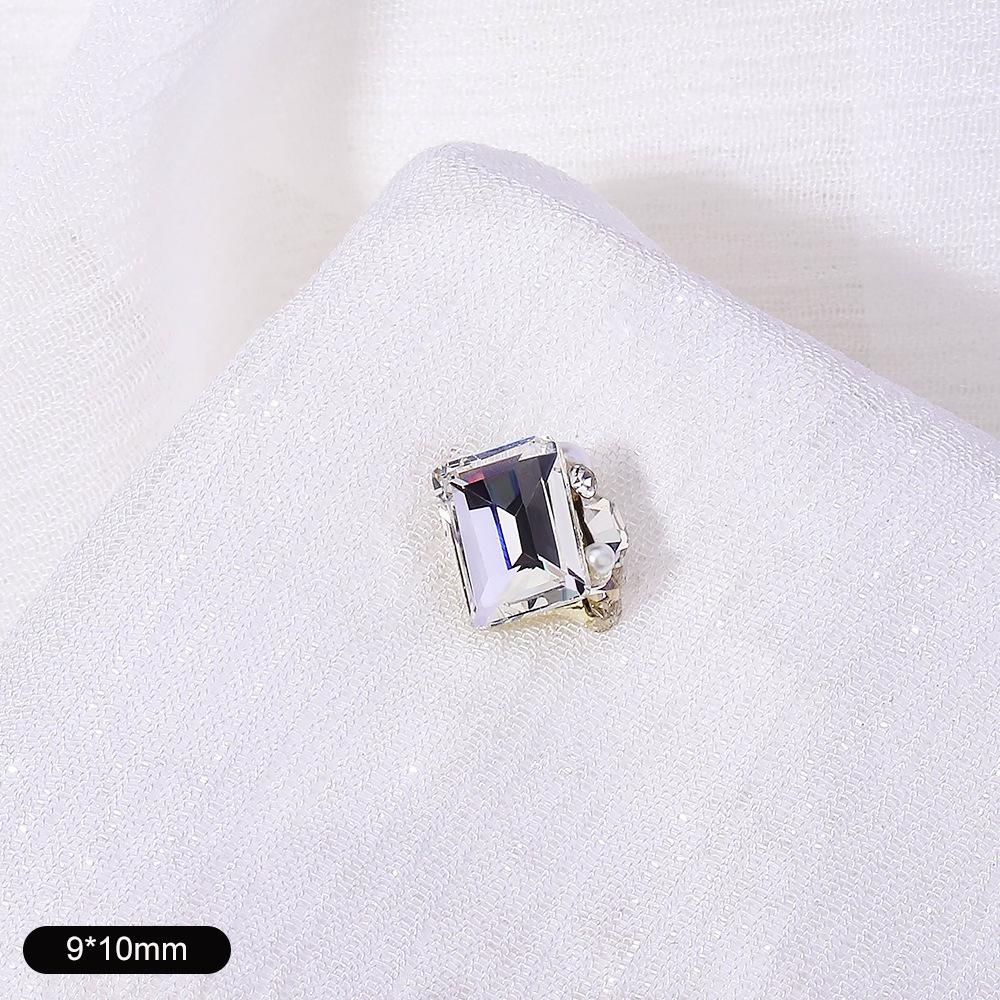 Nail Art Diamond Ball Stack Diamond Finished Nail Art Diamond Decoration Super Shiny Rectangle Right Angle Handmade Diamond Set With Pearl Decoration