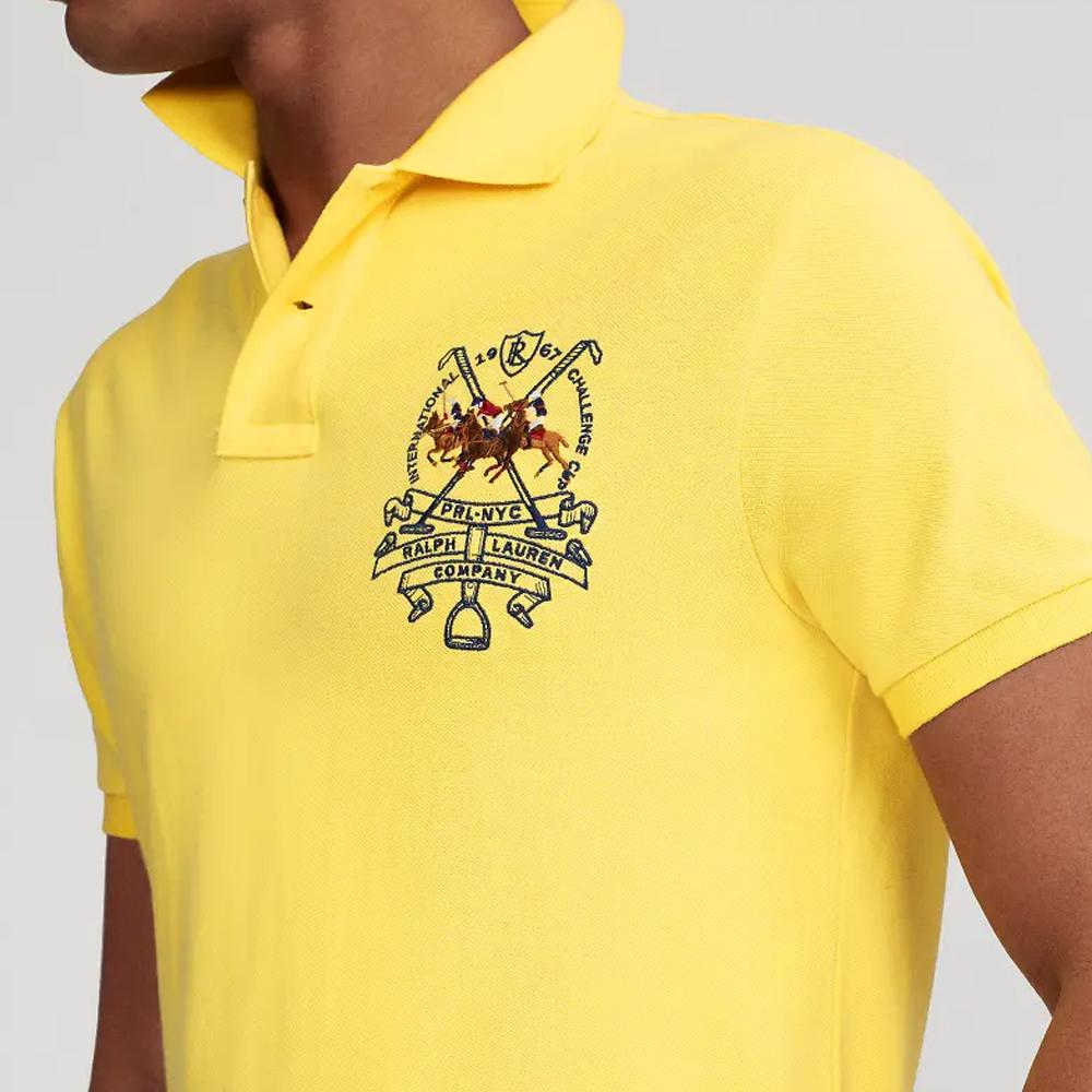Polo Ralph Lauren Logo Vyšívané Vertikální Knoflíky Slim Fit Pánské Polo Tričko s Krátkým Rukávem Žluté MNPOKNI1N820590-730