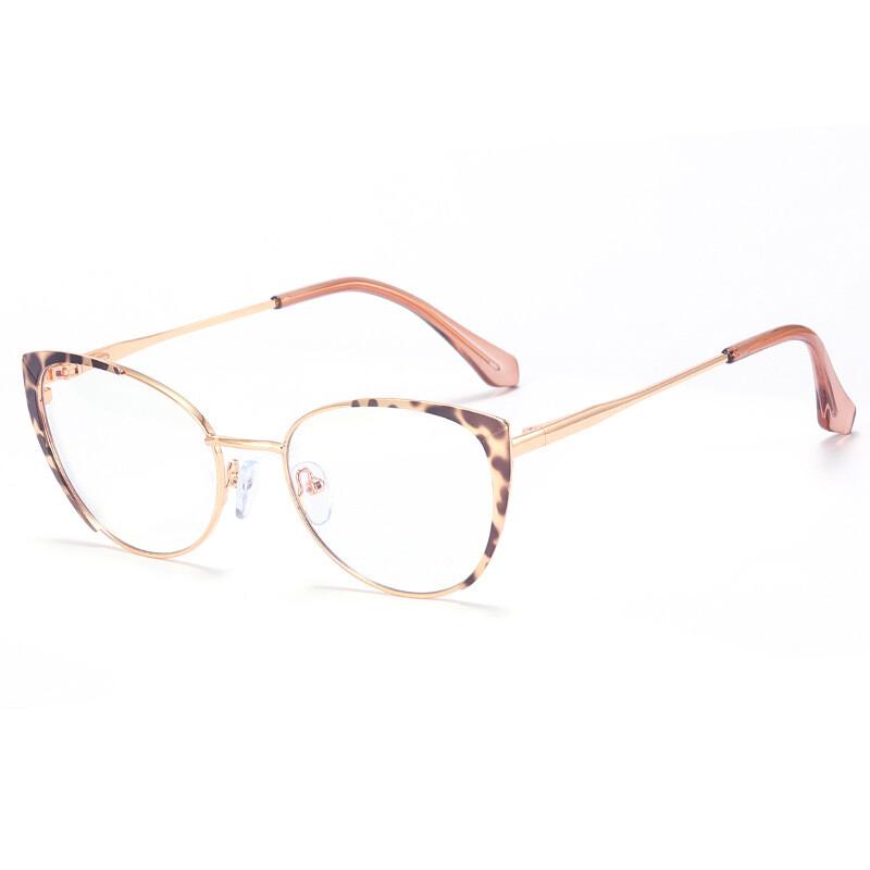 Women's Reading Eyewear Blue Light Metal Blocking Color Presbyopic Chic Fashionable Double Spectacle Alloy Presbyopic Trendy Hyperopia Glasses