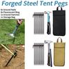 8PCS Portable Tent Pegs Forged Steel Tent Pegs Heavy Duty Beach Tent Stake 30cm with Storage Bag and Hammer  for Outdoor Camping