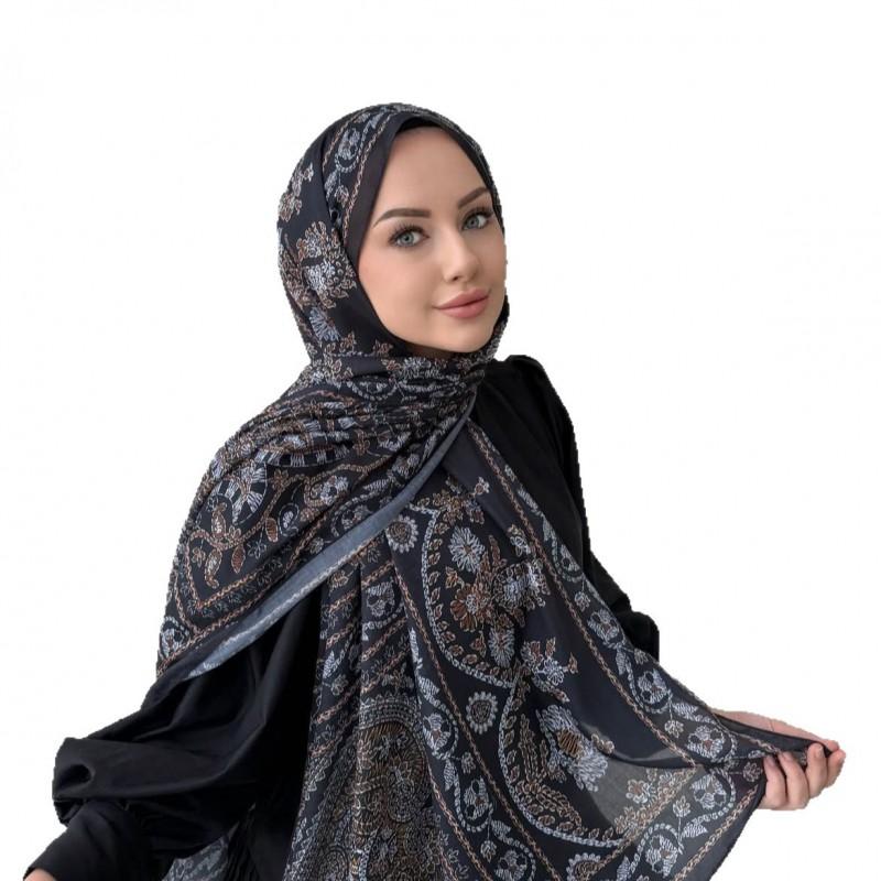 Chiffon Printed Scarf Women Lightweight Wrap Shawl Boho Style Headwrap 170x70cm