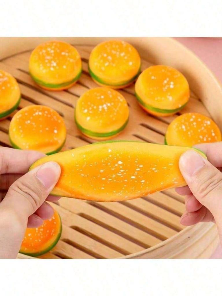 Realistic Hamburger Squishy Toy, Stretchy Stress Relief Ball, Food Model Fidget for Kids Adults