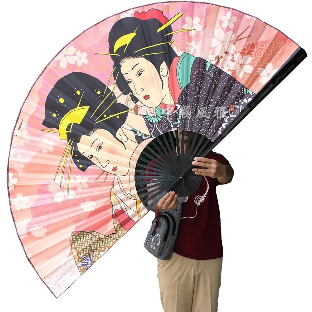 Japanese-Style Large Hanging Fan Handmade Mount Fuji Paper Folding Fan Unfold 90cm Wall Home Decoration