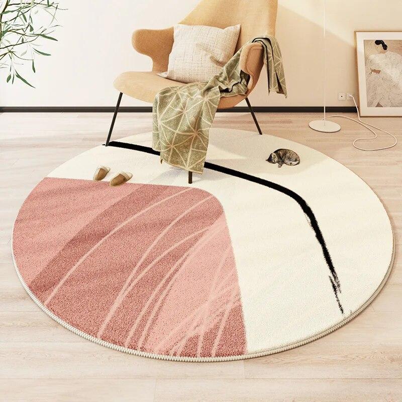 Modern Style Round Living Room Carpet Children's Room Bedroom Crawling Mat Warm Bed Blanket Thick Washable Mat