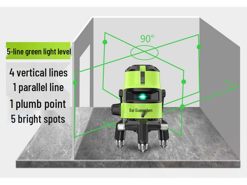 Nível Laser Infravermelho Verde e Azul de Alta Precisão - 2, 3 ou 5 Linhas, Luz Forte ao Ar Livre, Nivelamento Automático