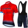 Mens Cycling Bib Shorts Set With Short Sleeve Jersey Breathable Sportwear Road Bike Riding