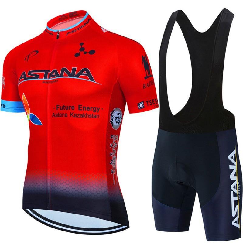 Mens Cycling Bib Shorts Set With Short Sleeve Jersey Breathable Sportwear Road Bike Riding