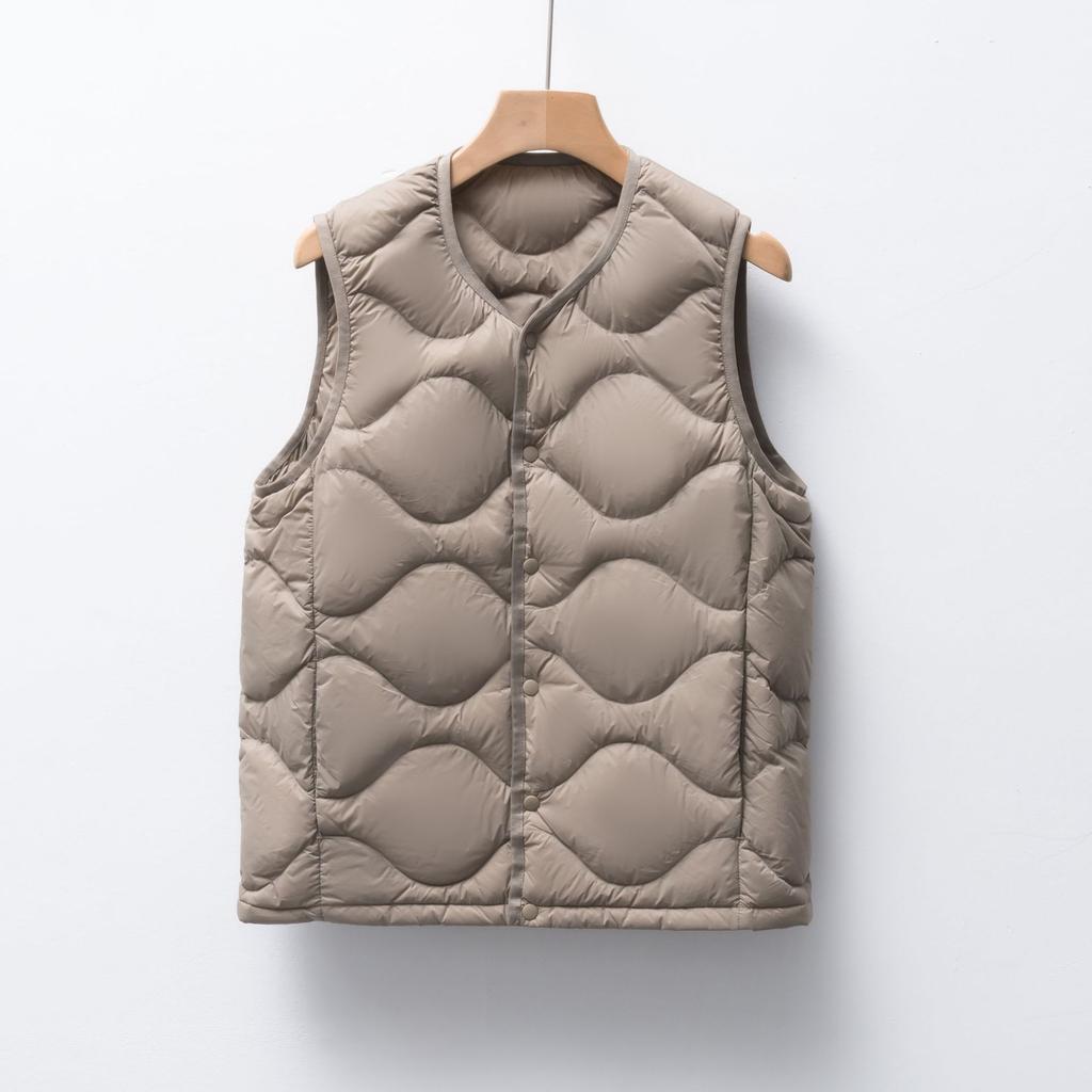 Men's Fleece Solid Color New Men's Round Neck V-neck Vest Down Jacket Vest Jacket