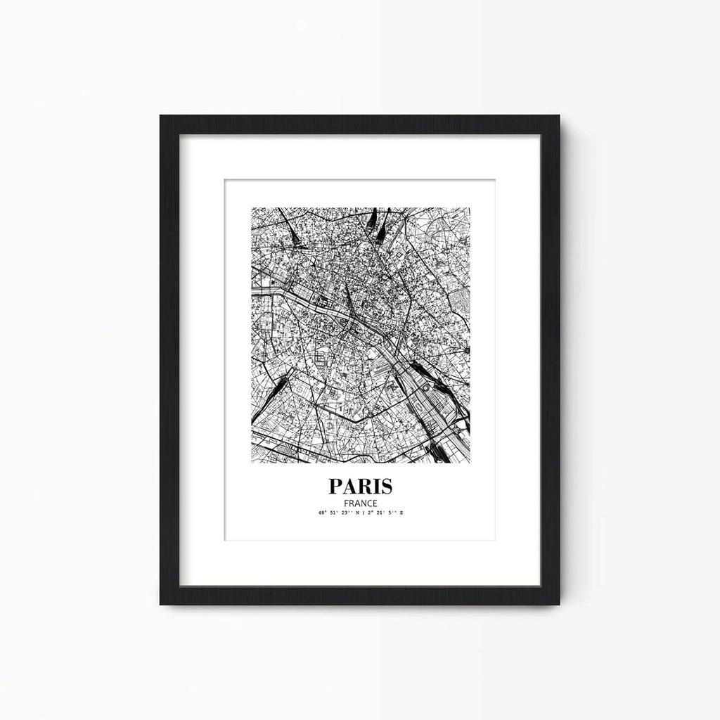 Eleville 11X14 Unframed Paris France City View Abstract Road Modern Map Art Print Poster Wall Office Home Decor Minimalist Line Art Hometown