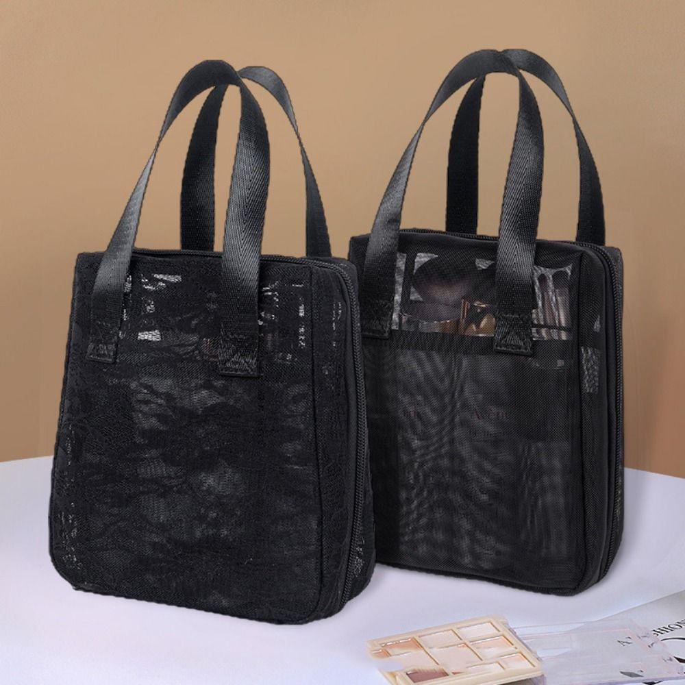 Large Capacity Mesh Shower Bag Comfortable Handle Foldable Mesh Tote Outdoor