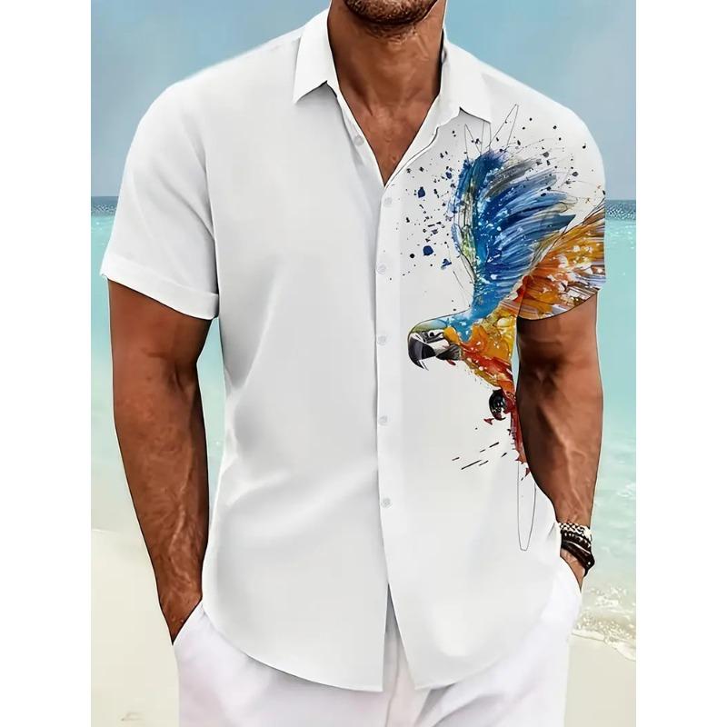 

Рубашка мужская гавайская с коротким рукавом, летняя мужская повседневная рубашка для пляжной вечеринки с коротким рукавом и принтом морских животных L
