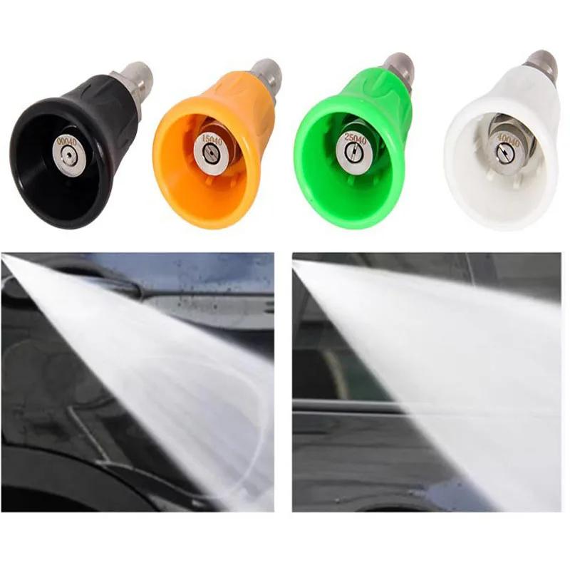 1/4" Pressure Wash Nozzle Household Sheath Nozzle for Cars Stainless Steel Splash Proof Washer Tips Hose Rubber Protector