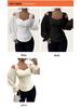 Women's Elegant Off-the-Shoulder Floral Jacquard Shirt - Square Neck, Long Sleeve, Slim Fit