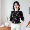 Counter Good Goods Cămășă de Mătase Hangzhou cu Mânecă Trei Sferturi Primăvară și Vară Nouă Bluză Largă Imprimată pentru Femei