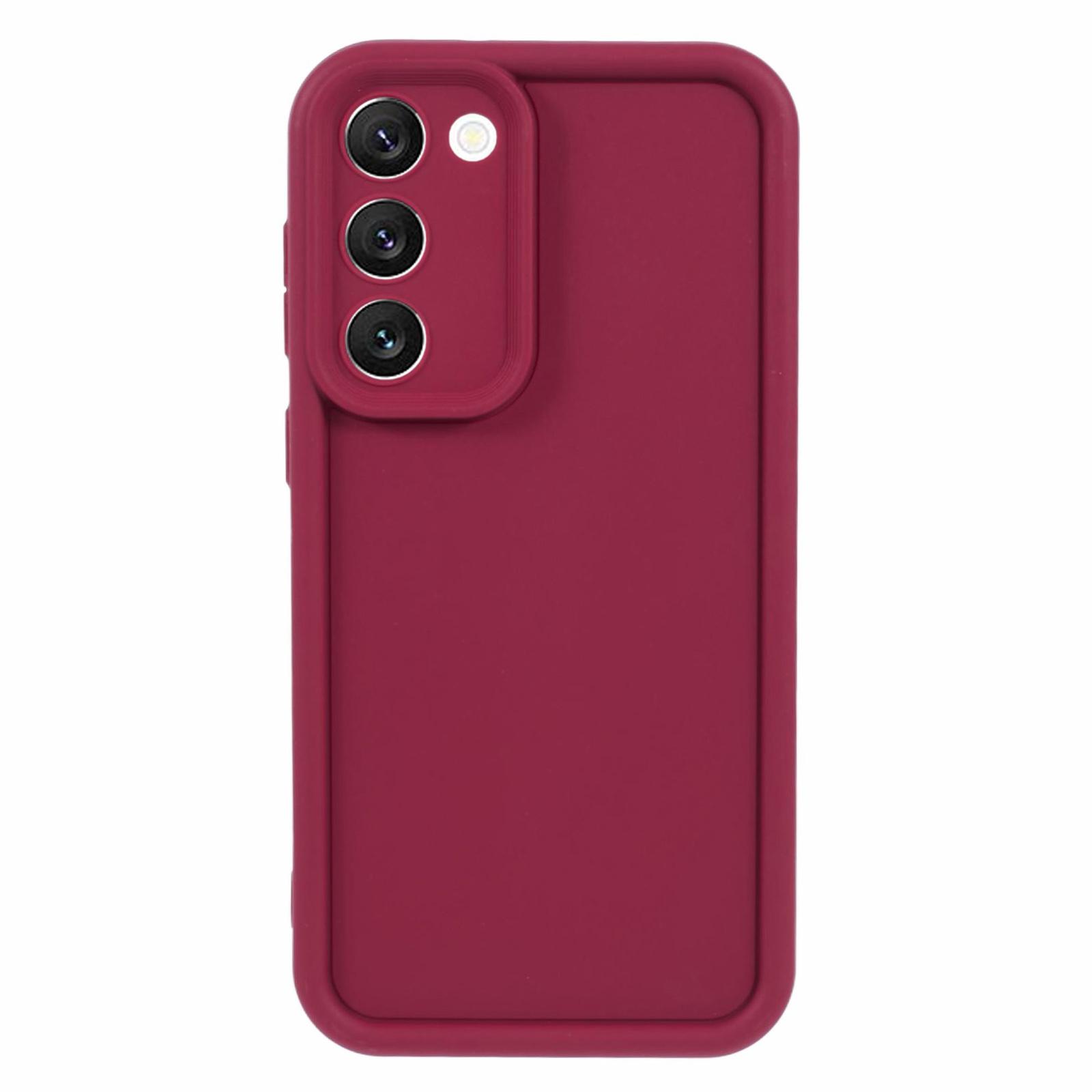 

For Samsung Galaxy S23+ Case Camera Lens Protection TPU Phone Cover with Matte Finish Wine Red