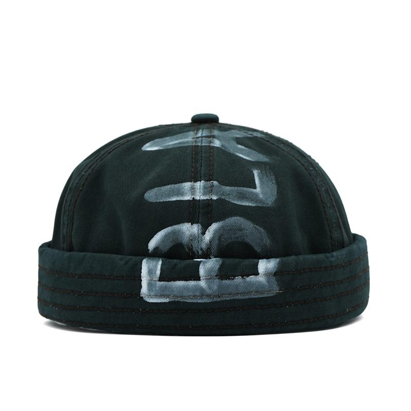 Letter Printing Docker Cap Without Visor Adjustable Brimless Caps Vintage Beanie Hat Retro Cotton Street Cool New Style Hip Hop