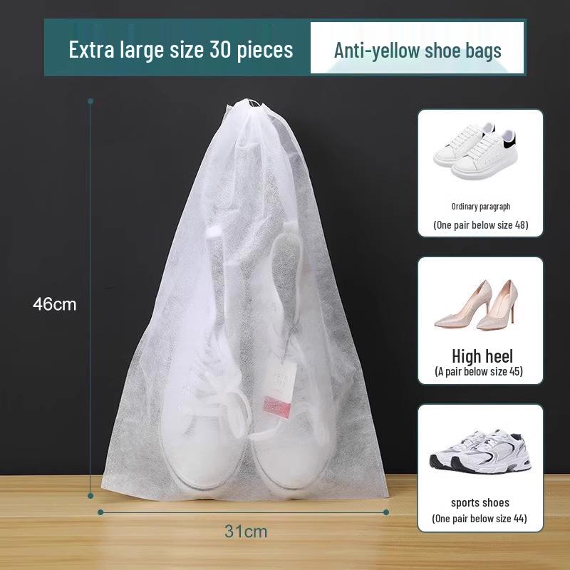 Disposable Non-Woven White Shoe Storage Bag - Anti-Yellow, Dustproof, Sun-Drying Travel Shoe Cover