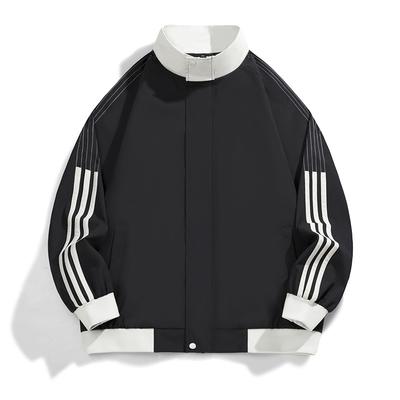 Stand Up Collar Jacket Men's Color Blocked Baseball Jacket Outdoor Windproof Jacket Men's Jacket