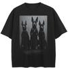 Streetwear Dobermann Graphic Preto Camiseta Algodão Unisex Tops Tees Verão Manga Curta Camiseta(1)