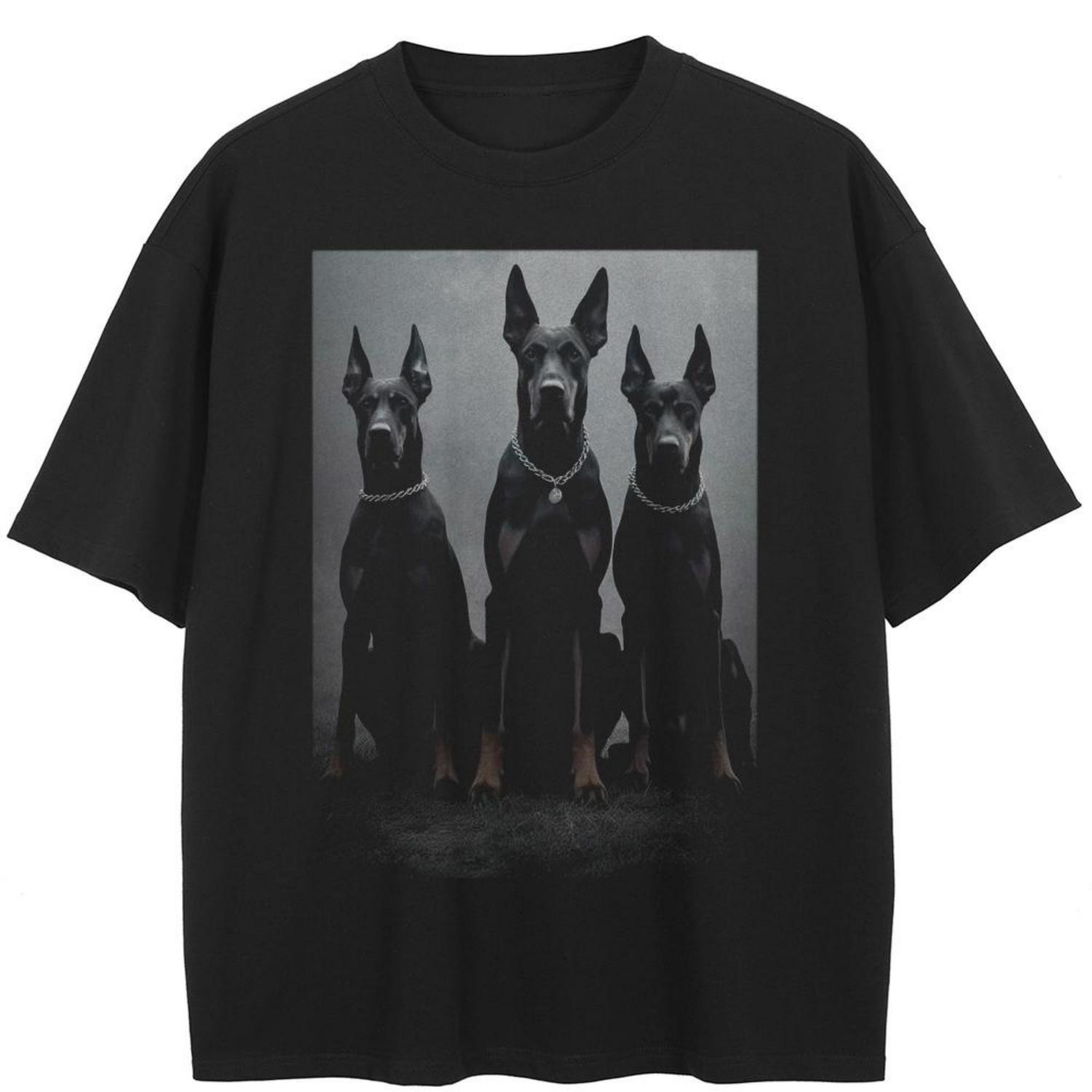 

Уличная черная футболка с рисунком Dobermann, хлопковые топы унисекс, футболки, летняя футболка с короткими рукавами(1) S чёрный