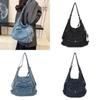 Minimalistische Denim-Tasche mit großer Kapazität und mehreren Taschen für den täglichen Gebrauch