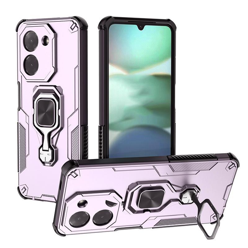 KEYSION Shockproof Armor Case for Redmi A5 4G Soft Silicone+PC Upright Metal Ring Stand Phone Back Cover for Xiaomi POCO C71