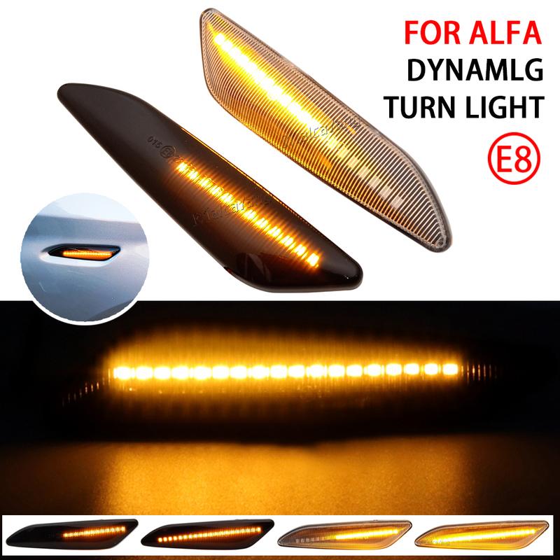 2x For Fiat Tipo Alfa Romeo 156 147 Chrysler Ypsilon III Lancia Delta Dynamic LED Side Marker Blinker Turn Signal Light 60686516