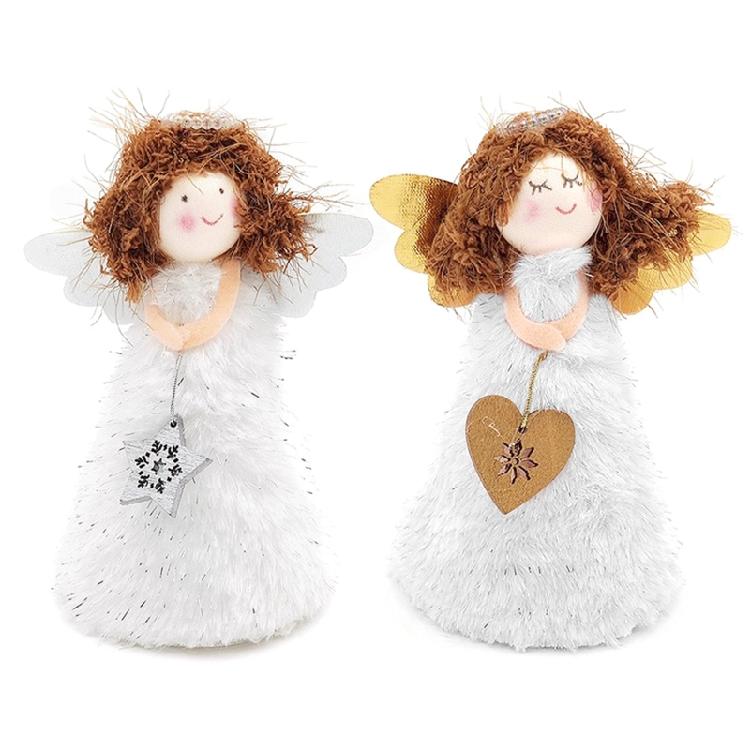 Christmas Tree Topper Angel Girl with Wings Figurine Xmas Tree Decor Accessory