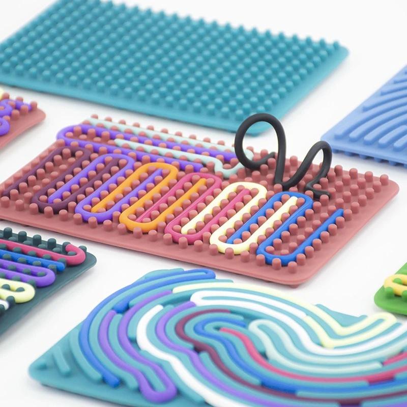 New Sensory Activity Board For Kid Busy Board Motor Skills Montessori Toy Relaxing Stress Colored Silicone Rod Travel Toy Gift