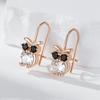 Children'S Earrings Fashion  Rose Gold Color Little Owl Black Natural Zircon Accessories Daily Fine Vintage Jewelry