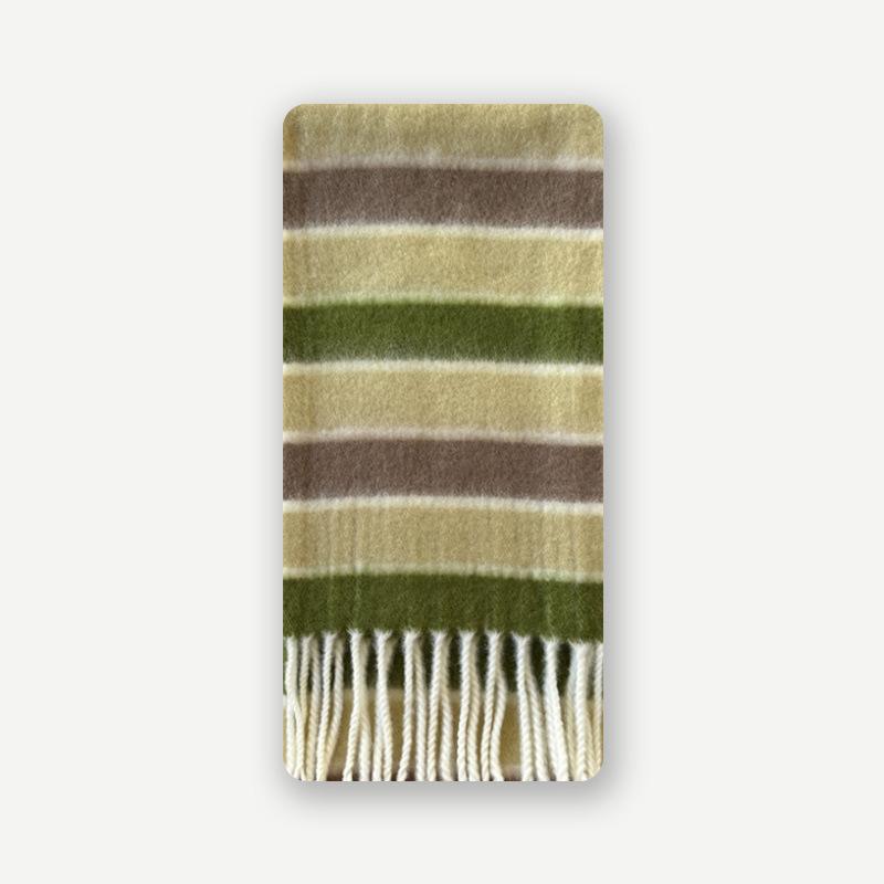 Original Wool Blended Colorful Striped Tassel Scarf for Girls in with Cute Woolen Scarf New Style
