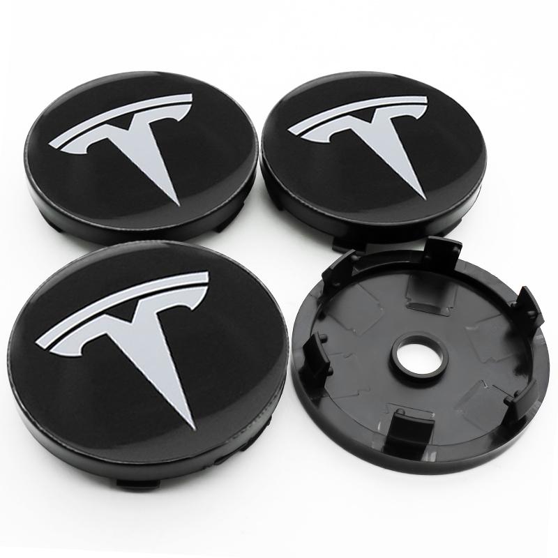 ALL1 4 Stück 56 60mm Auto Radnaben Kappe Reifenkappe 60mm Felgenabdeckung Aufkleber Abzeichen Emblem Zubehör Für Tesla Model 3 Model S X Model Y