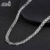 Effie Queen 925 Sterling Silver Cuban Figaro Chain Necklace Dainty Unisex Flat Marine Chain Choker Party Fashion Jewelry SC78