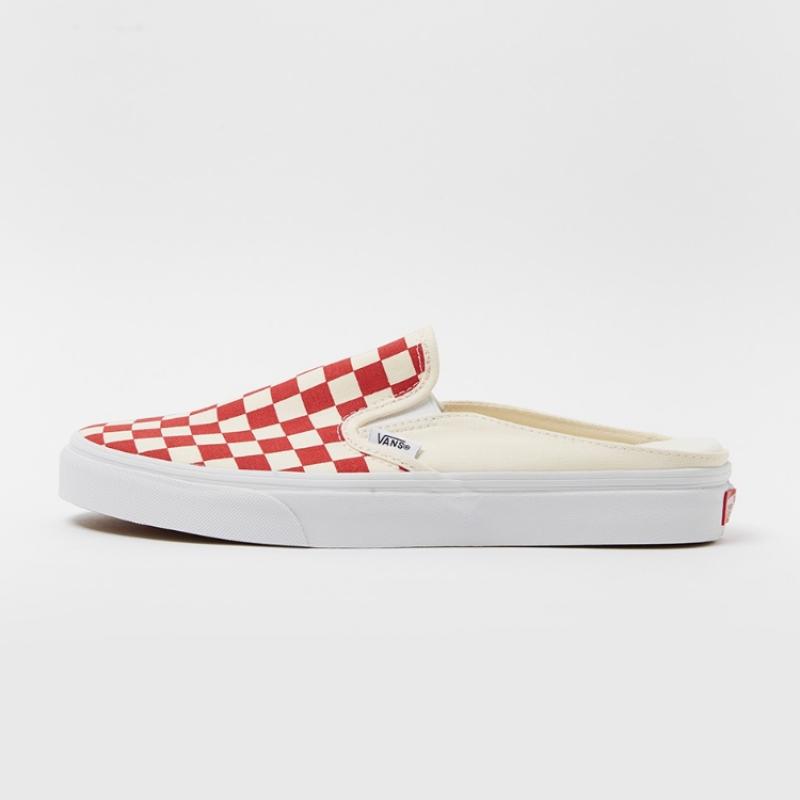 Vans Classic Slip On Mules    Checkerboard  Racing Red White  Vn0004kttlf1