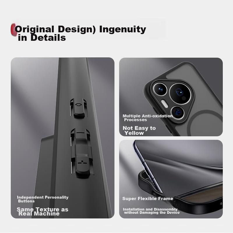 Huawei Pura70pro Phone Case, P70pro+ Universal Magnetic Charging, Full Lens Protection, Airbag Shockproof, Frosted Anti-Fingerprint Protective Case