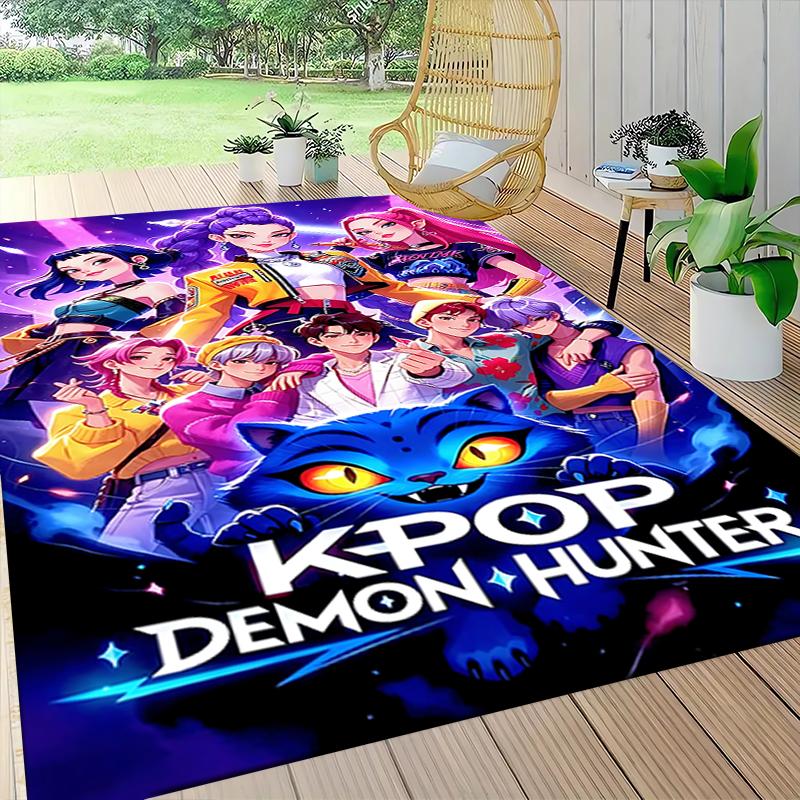 Kpop Demon Hunter Carpet Rug Soft Washable Antislip Home Living Room Sofa Mats Personalized Christmas Rug