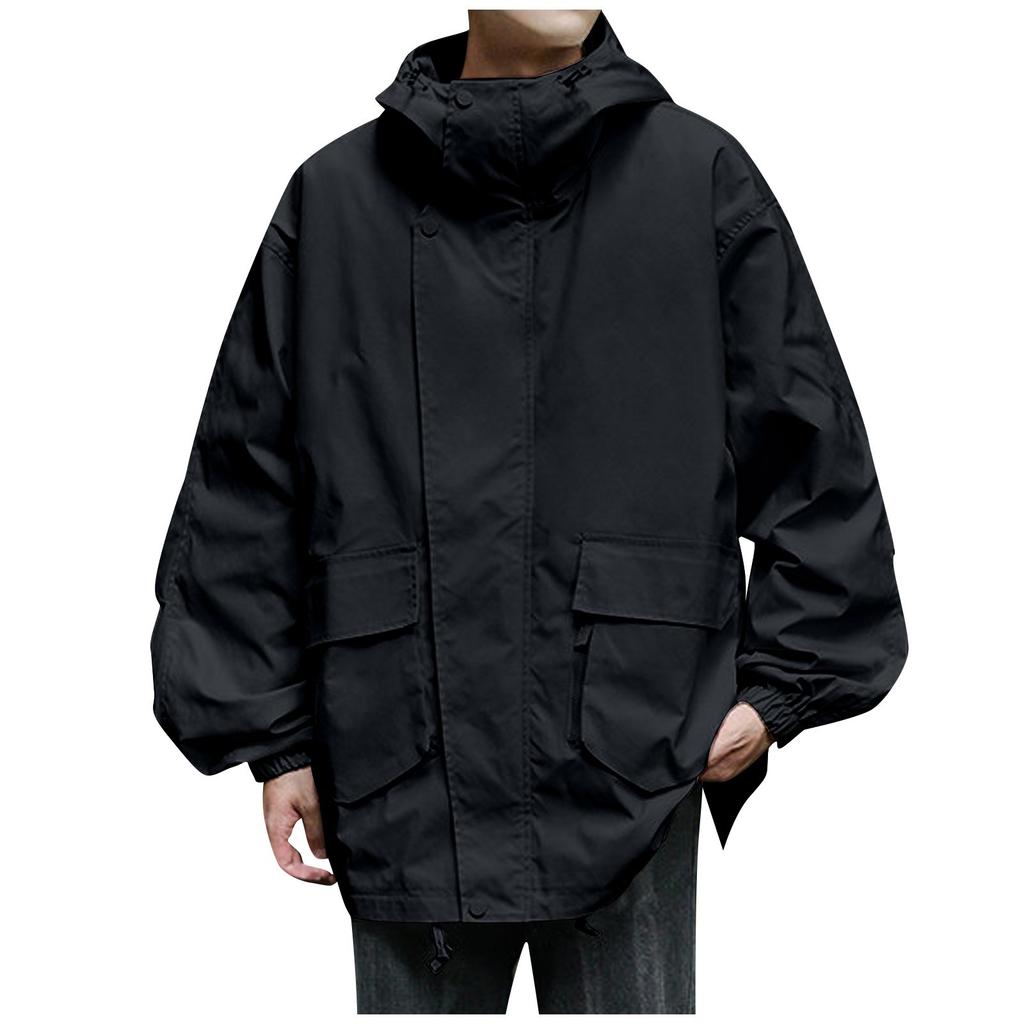 Men's Casual Sports Jacket Waterproof Lightweight Hooded  Hiking Golf Raincoats With  Pockets