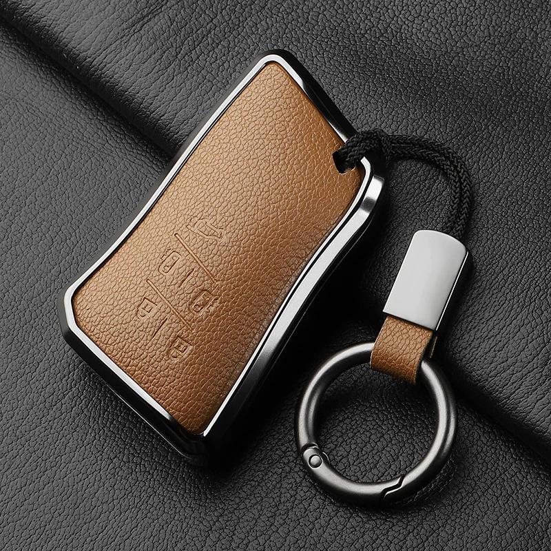 5 Button Metal and Leather Car Key Case Cover For Lexus LM350h LM500H  2024 Car Key Case Protect Fob