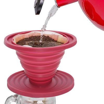 Heat Resistant Collapsible Silicone Coffee Dripper Cup Outdoor Travel Camping Conical Coffee Filter Hand Brewed Coffee Maker