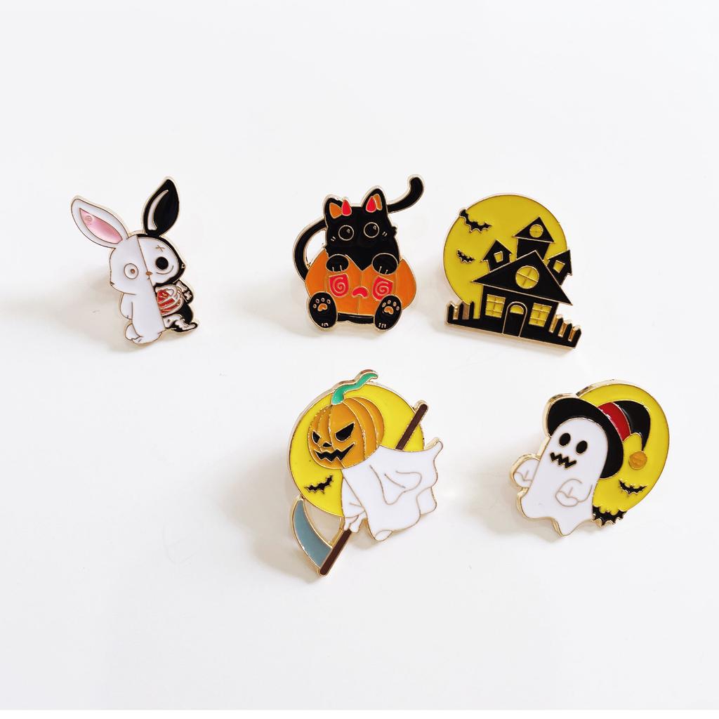 Halloween Spooky Ghost Pumpkin Enamel Pin Funny Brooch Cartoons Badge For Bags Jeans Hoodies Denim Lapel Pin Jewelry Kids Best G