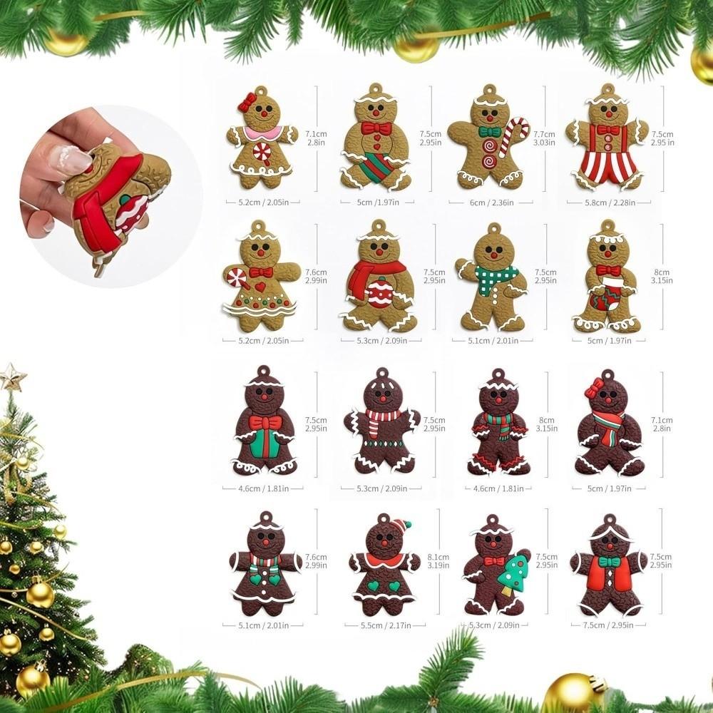 16Pcs/set Kid Gift Gingerbread Man Ornament PVC Xmas Tree Decoration Christmas Tree Pendant