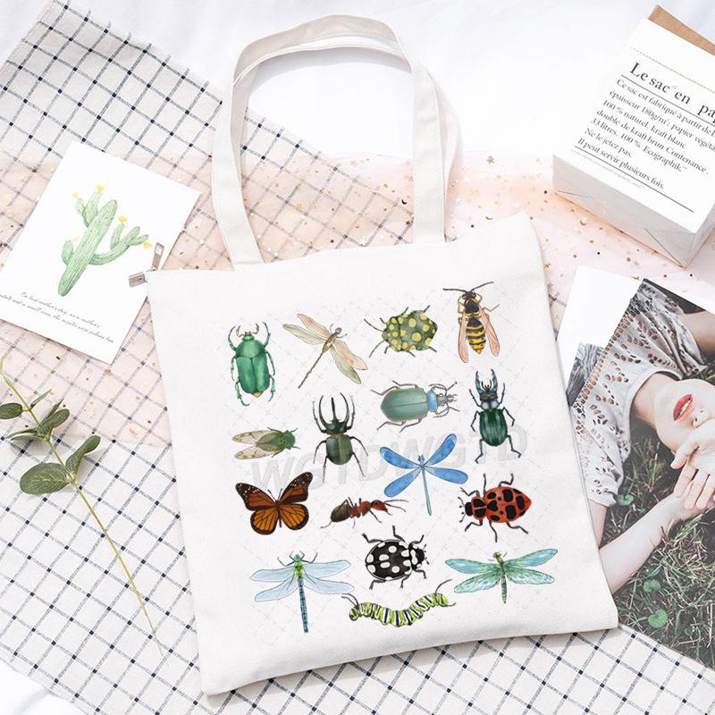 Insect Printed Casual Shoulder Bag Daily Versatile Large Capacity Canvas Bag 2025 New